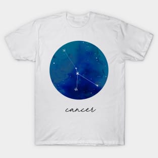 Cancer Watercolor Zodiac Constellation T-Shirt